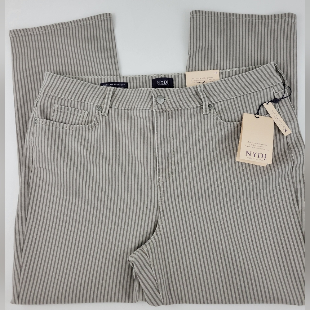 NYDJ MARILY Straight Ankle Sanbard Flatten Tummy Striped Women's Jeans